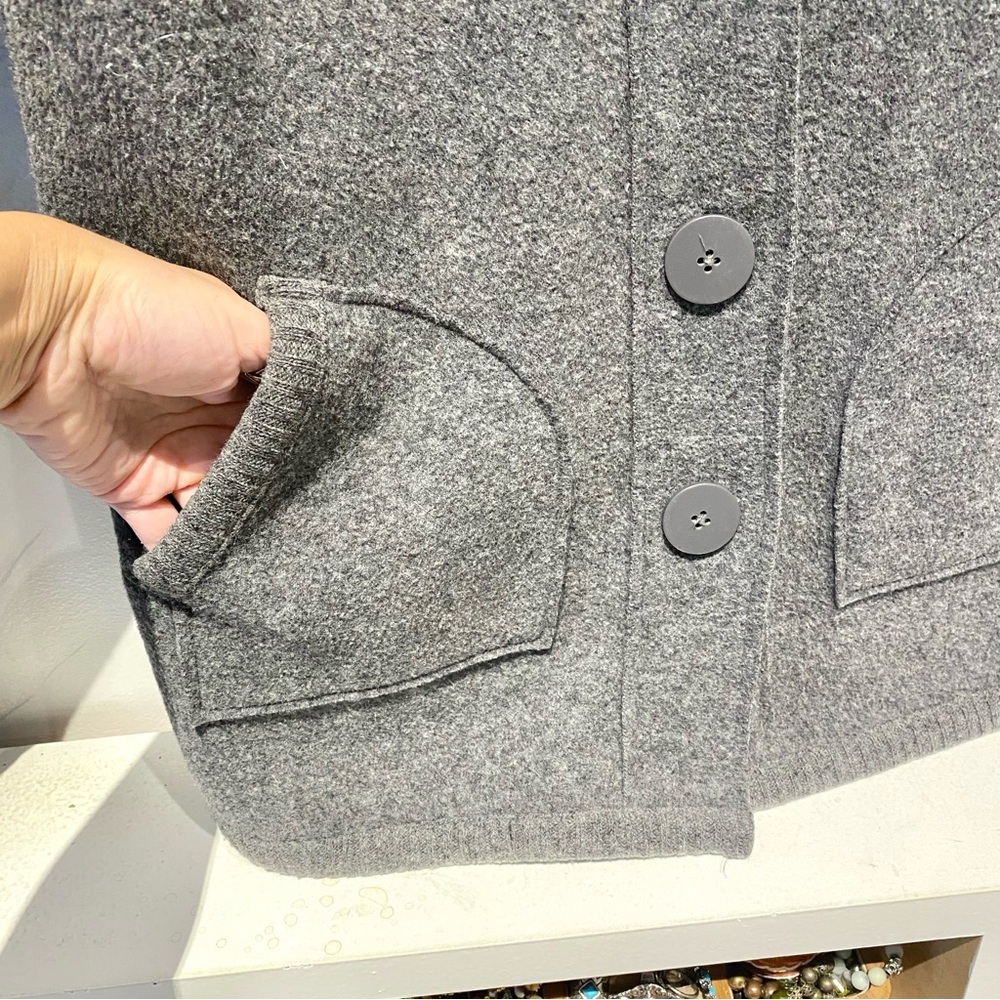 Upcycled FOLK quilted back detailing boho wool vintage jacket w farmhouse vibe - Picture 9 of 12